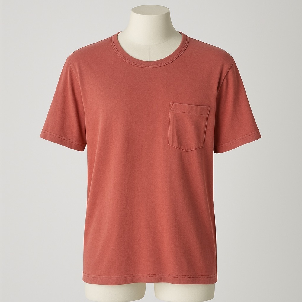 Vince Men’s 100% Cotton Pocket Tee – Brick Red (Made‎ in Peru) – Size L